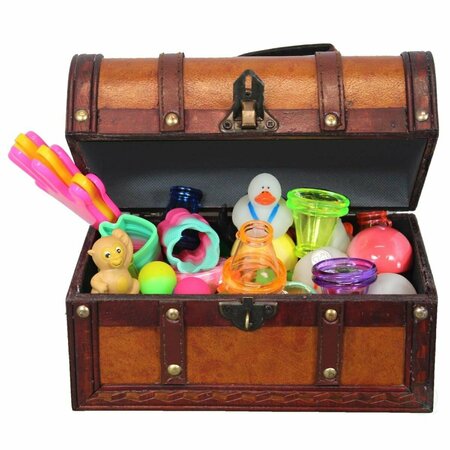 PAISAJE Leather Treasure Chest Full of Toys Treasure Box and 50 Toy Pcs PA3168237